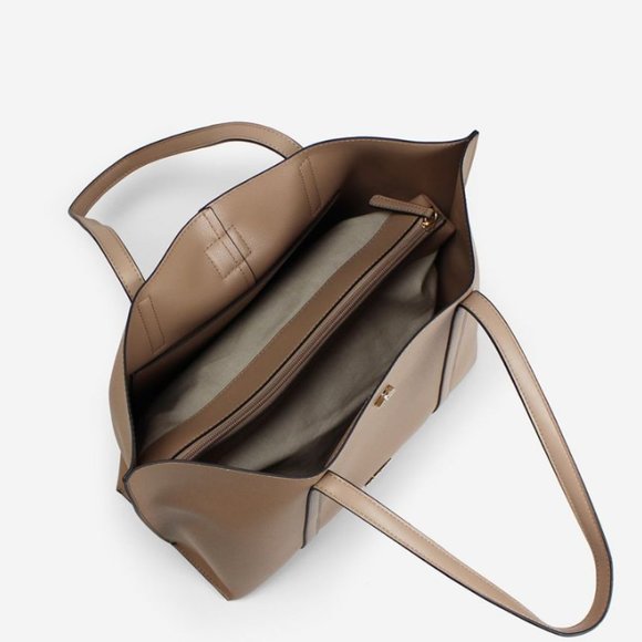 NWT Tan Vegan Leather Tote Shoulder Bag Handbag - Picture 4 of 6